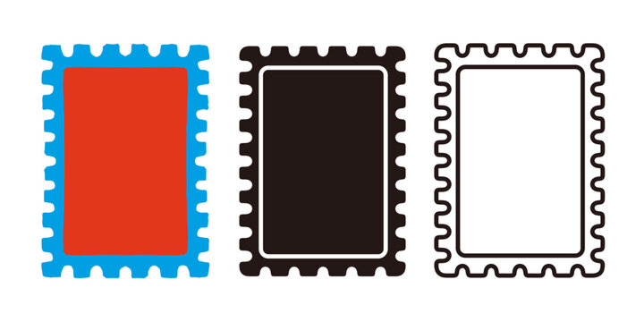 Postage Stamp Style Paper Elements Set, Postal Label and Stamp Frame Vector Illustration
