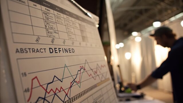 Data Analysis Chart with Lines and Graphs at Business Conference