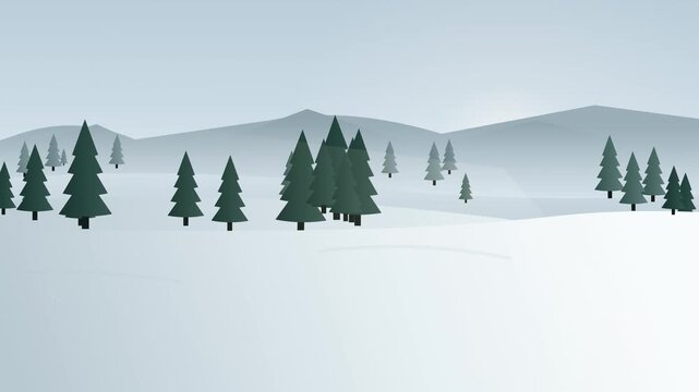 A serene Winter Solstice snow landscape starts from an intimate foreground detail and gradually reveals a vast winter environment through an extremely smooth cinematic zoom-out.