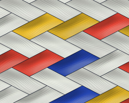 Abstract pattern of colored wood grain rectangles