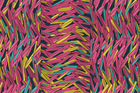 Abstract pattern of pink, yellow, and teal shapes