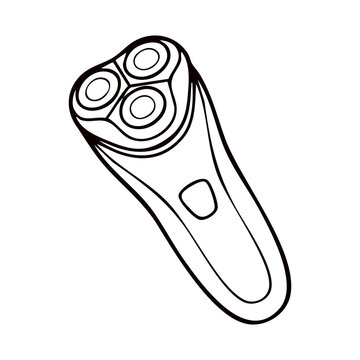 Electric Rotary Shaver Outline Icon Vector for Men Grooming and Personal Care