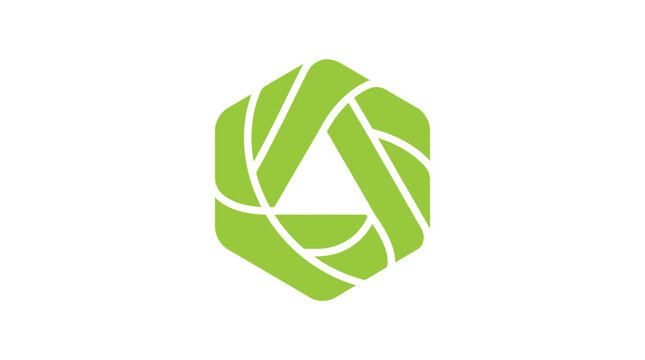 Green abstract hexagonal vector graphic illustration featuring interlocking geometric shapes and a bright lime coloration for modern branding