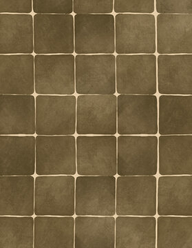 Hand Painted Olive Green Rustic Square Tile Vintage Background