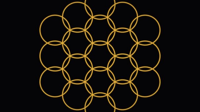 Flower of Life Sacred Geometry, Glowing Gold Line Mandala