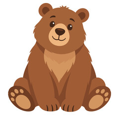 Cute brown bear cub sitting with smile isolated on white background © SYAHRUL
