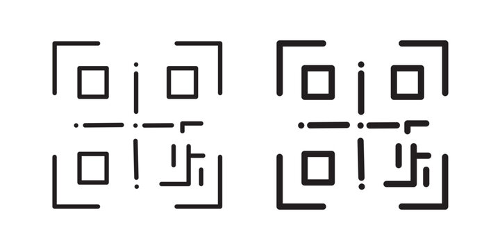 Qrcode icon flat outline in black