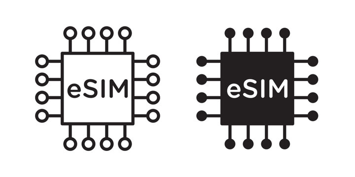 ESIM icon flat outline in black