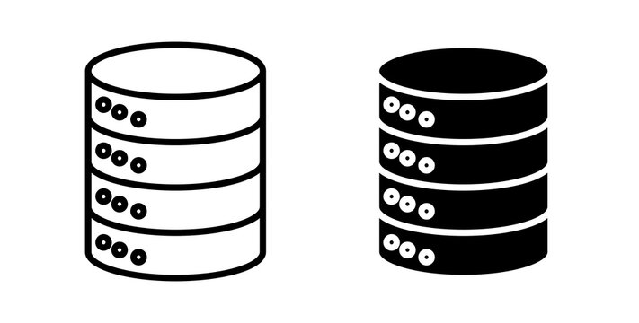 Database icon flat outline in black