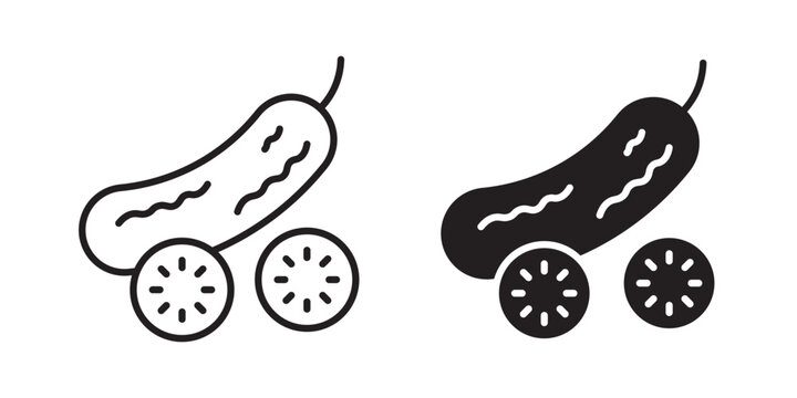 Cucumber icon flat outline in black