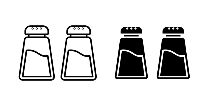 Salt and pepper icon flat outline in black