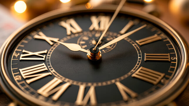 New Year countdown clock approaching midnight for year end celebration and transition
