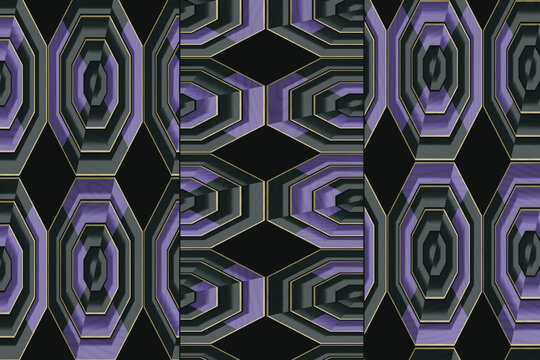 Geometric Octagonal Pattern with Purple and Grey