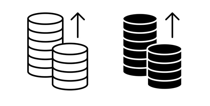 Money increase Icon flat outline in black