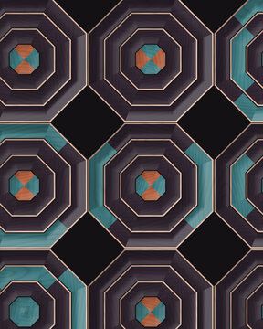 Geometric pattern with octagons and wood texture