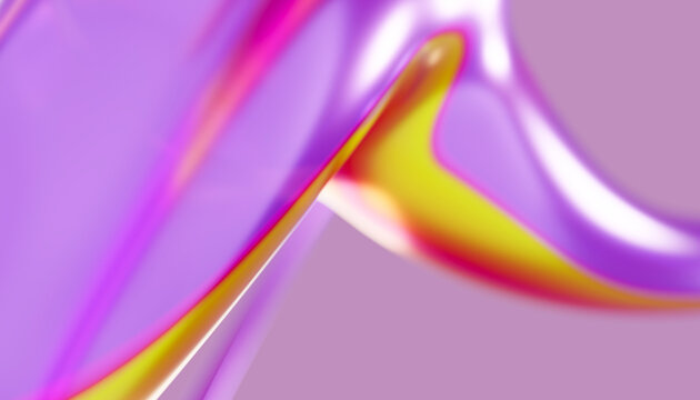 Abstract fluid shape with vibrant purple and yellow colors