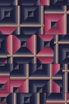 Geometric pattern with squares and triangles in gradient colors