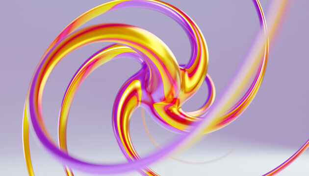 Abstract colorful swirling digital sculpture illustration