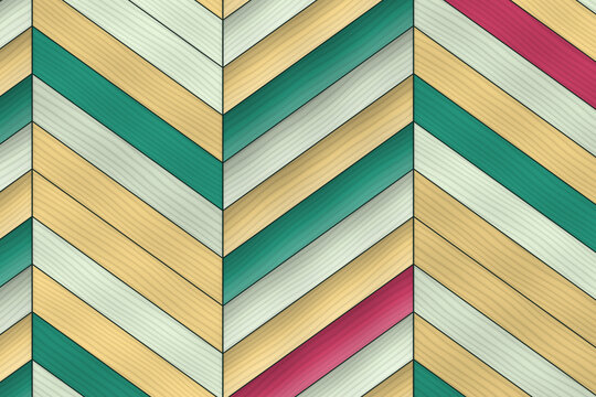 Multicolor Herringbone Wood Plank Pattern