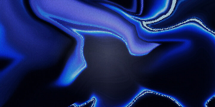 Abstract blue mosaic background with glowing digital fluid waves and texture