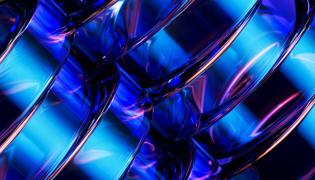 3D woven glass tube lattice with cobalt glow for futuristic data network wallpaper