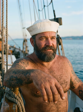 Bearded Sailor on Deck