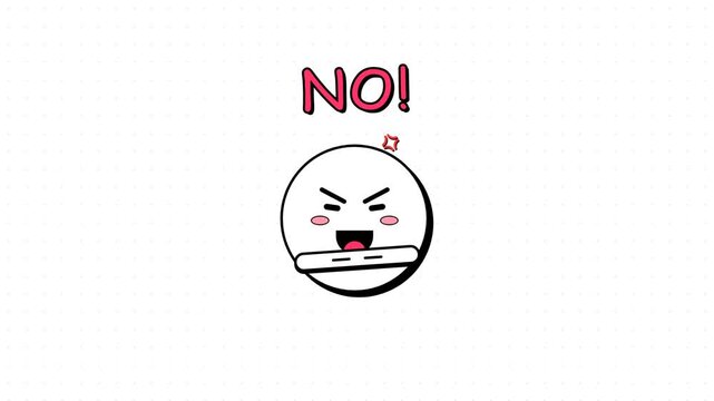 Cartoon character expressing denial or refusal with angry facial expression