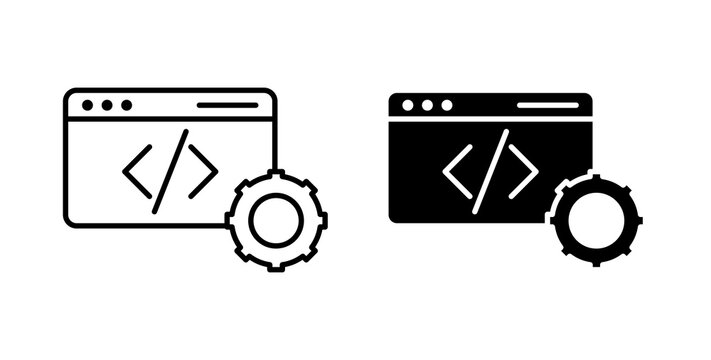 Backend icon flat outline in black