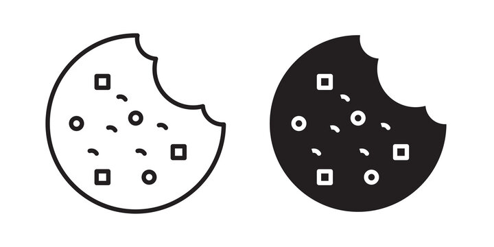 Cookie icon flat outline in black