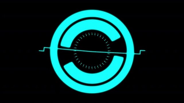 Futuristic cyan circular interface with geometric, circular interface for dashboards