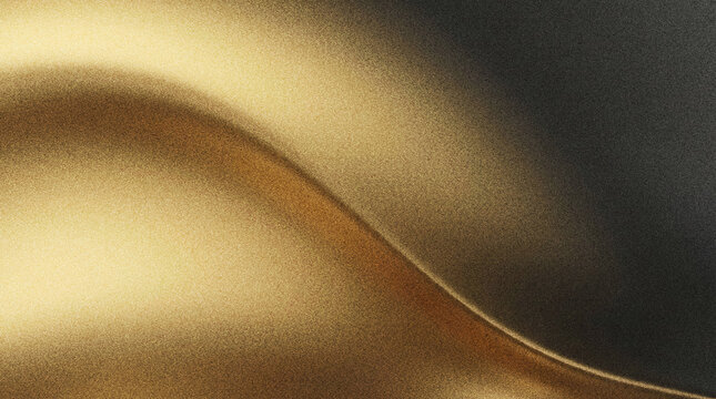 Abstract golden background with grainy texture and warm glowing light wave