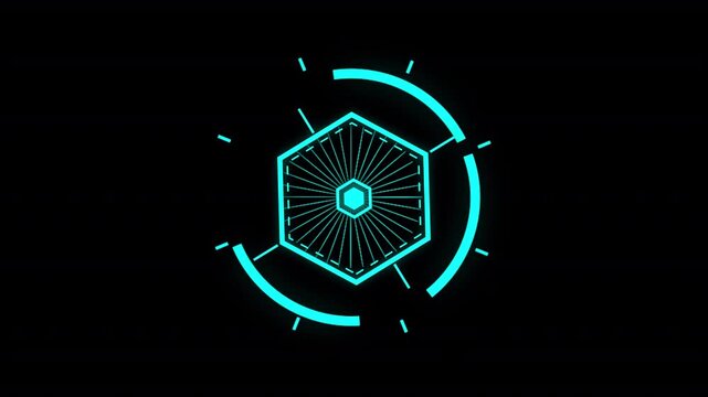 Futuristic scifi hud radar screen with circular interface element video alpha background