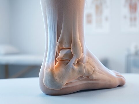 Anatomical Illustration of Human Foot and Ankle Heel Pain