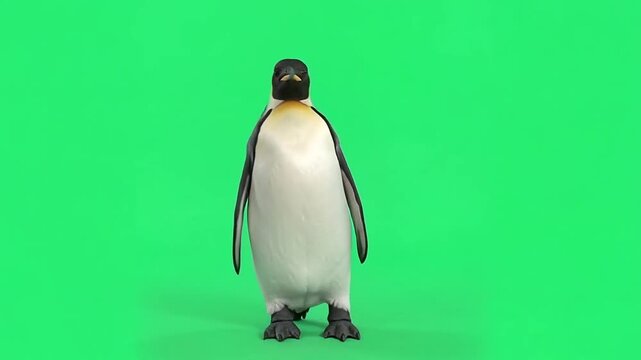 Emperor penguin on green screen background.