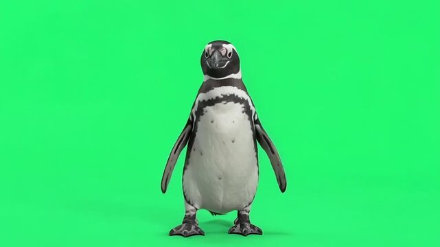Magellanic penguin on green screen background.