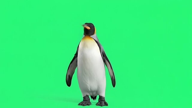 King penguin on green screen background.