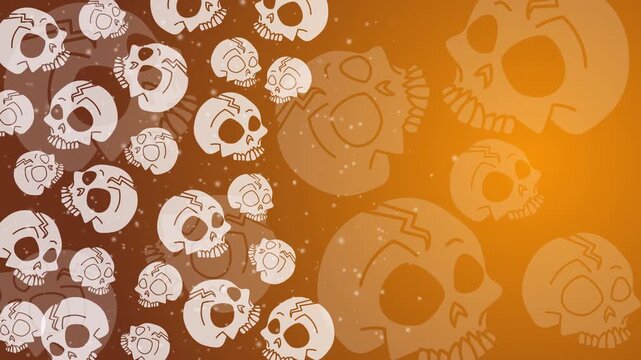 Halloween skull pattern background with orange gradient