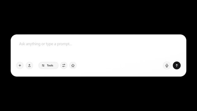 Search prompt input bar interface with tools button microphone and upload icon showing a modern white web text field box