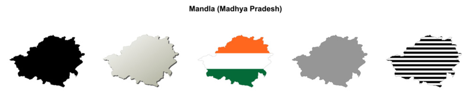 Mandla (Madhya Pradesh) blank outline map set