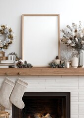 Obraz premium Cozy winter mantel decor scene.