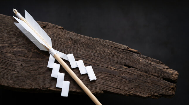 Hamaya good luck arrow with white shide paper New Year shrine visit