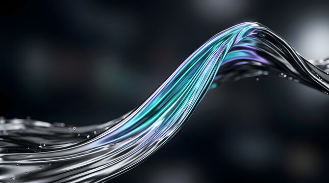 Abstract liquid metal wave background | Iridescent 3D fluid motion design | Futuristic chrome digital art | Glossy glass flow with holographic reflections