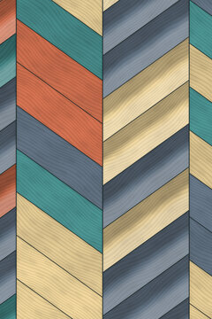 Colorful Chevron Wood Plank Pattern