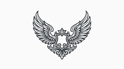 Fototapeta premium Hand drawn sketch of majestic bird wings with detailed feathers for design