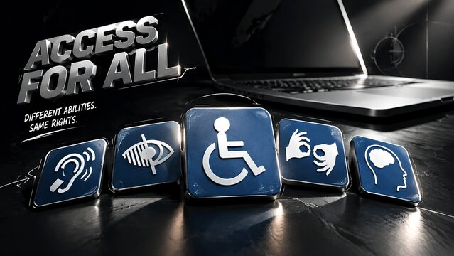 Disability awareness icons with accessibility symbols inclusive social
