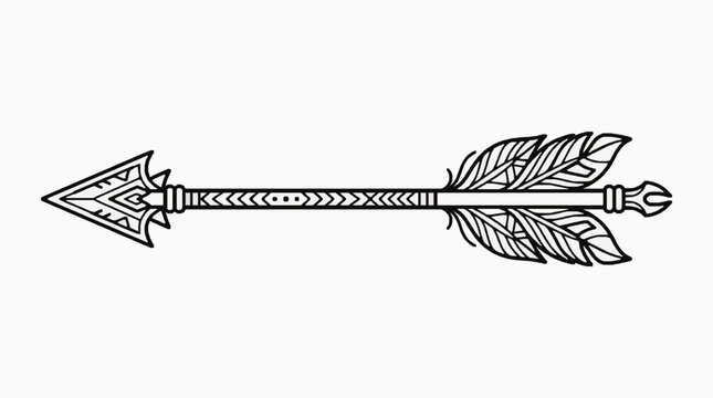 Black and white tribal arrowhead weapon outline design graphic