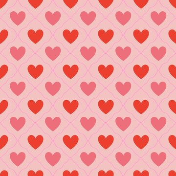 Lovely pink red heart lace pattern background 