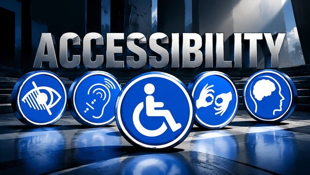Accessibility icons with disability symbols inclusive social