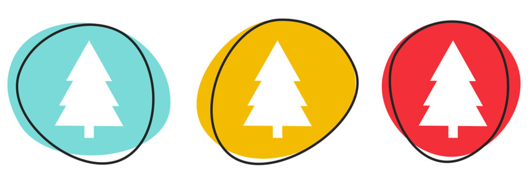 Button Banner Set mit 3 bunten Buttons: Weihnachtsbaum oder Tannenbaum