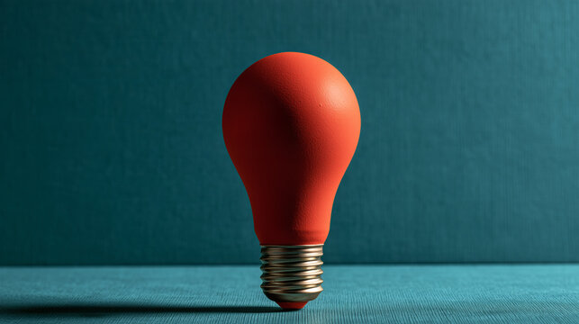 Bombilla roja sobre fondo verde como concepto de idea e innovaci&oacute;n